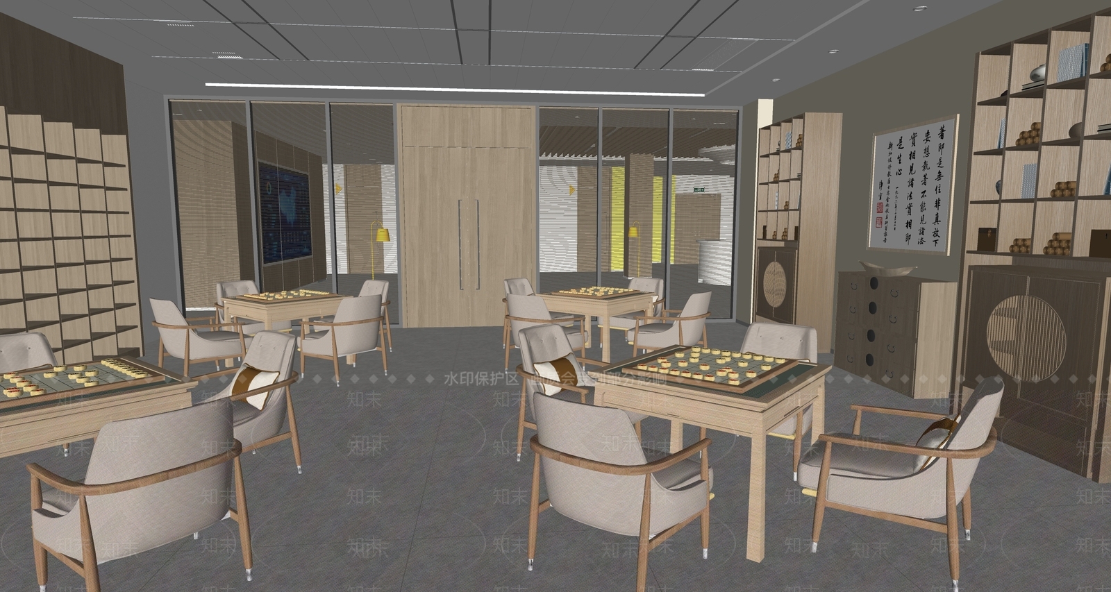 新中式棋牌室SU模型下载【ID:1112151943】