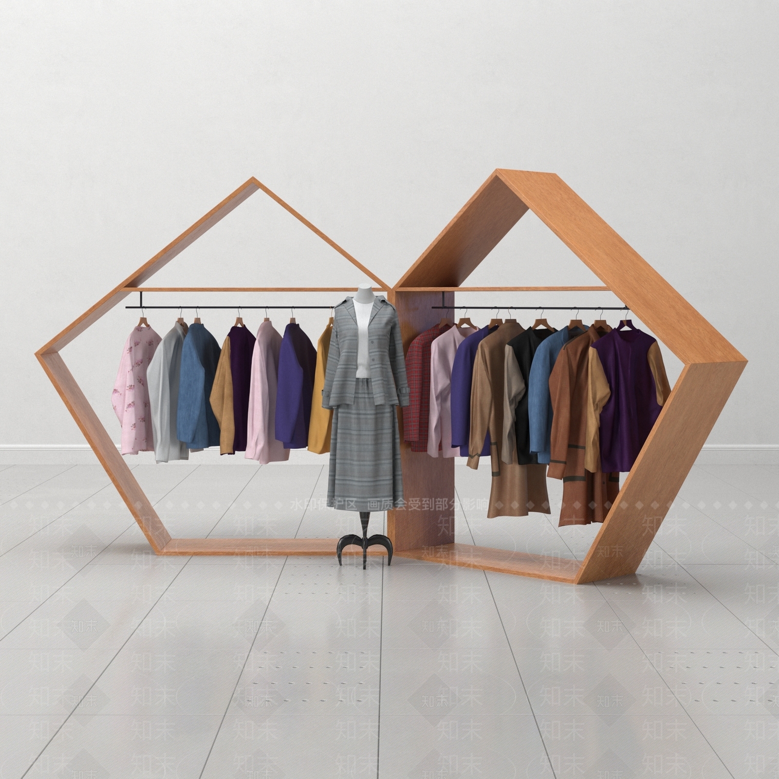 现代服装展架SU模型下载【ID:1112157391】