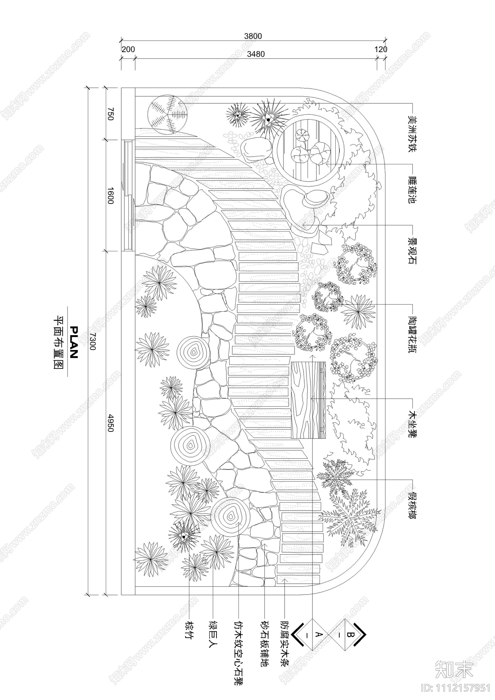 小区屋顶花园设计平立面图cad施工图下载【ID:1112157951】