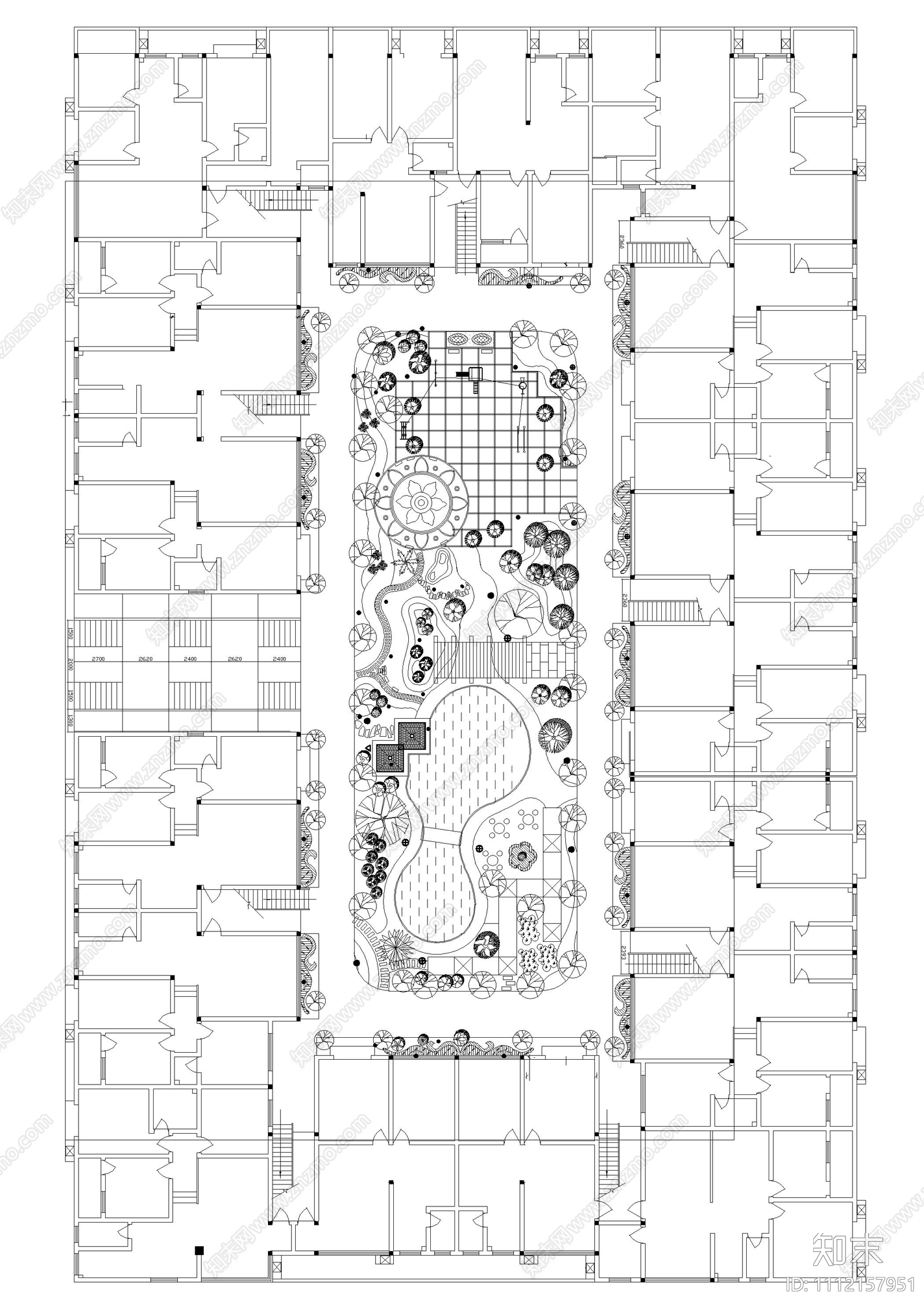 小区屋顶花园设计平立面图cad施工图下载【ID:1112157951】