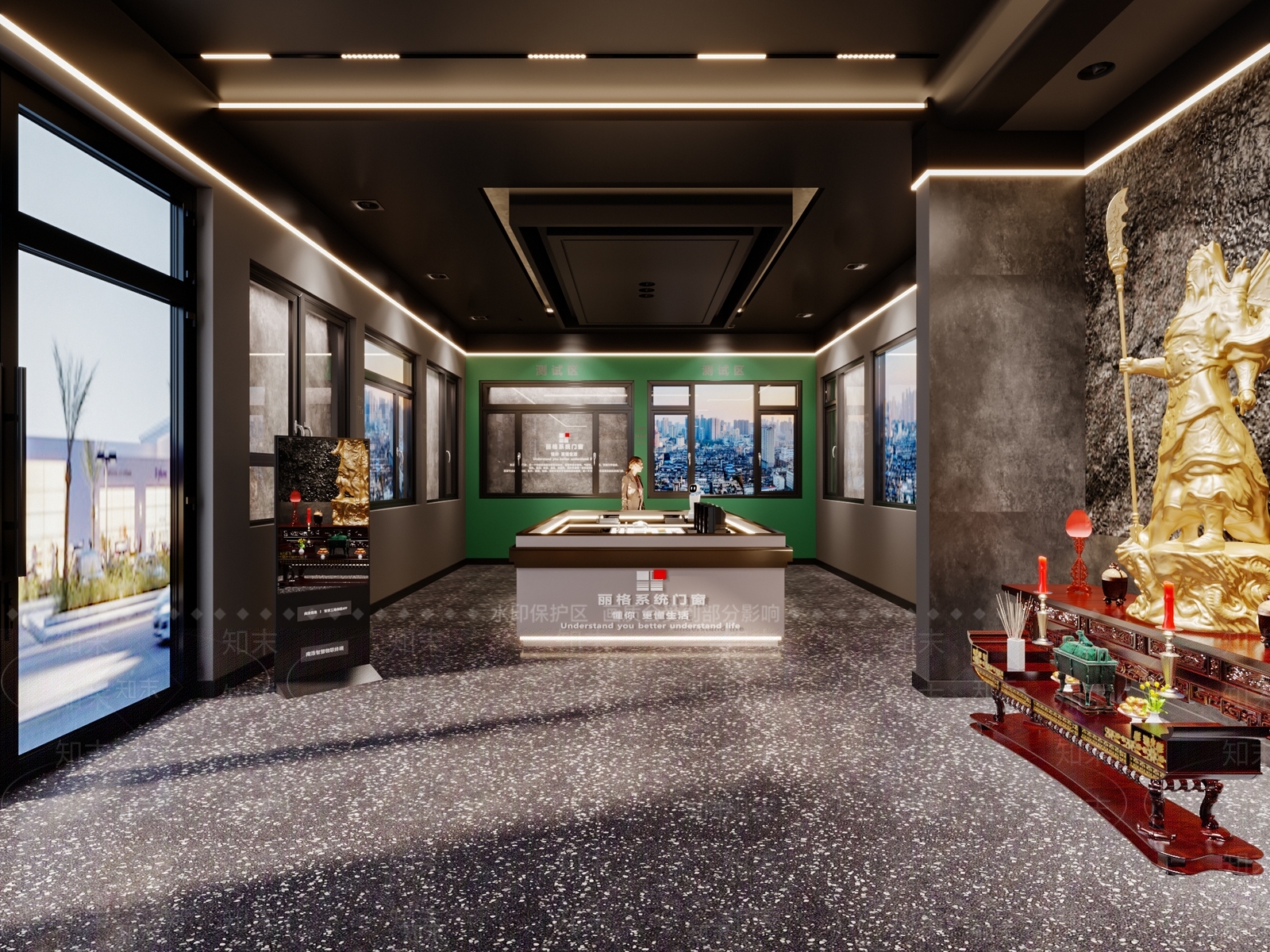 现代系统门窗专卖店3D模型下载【ID:1112172555】