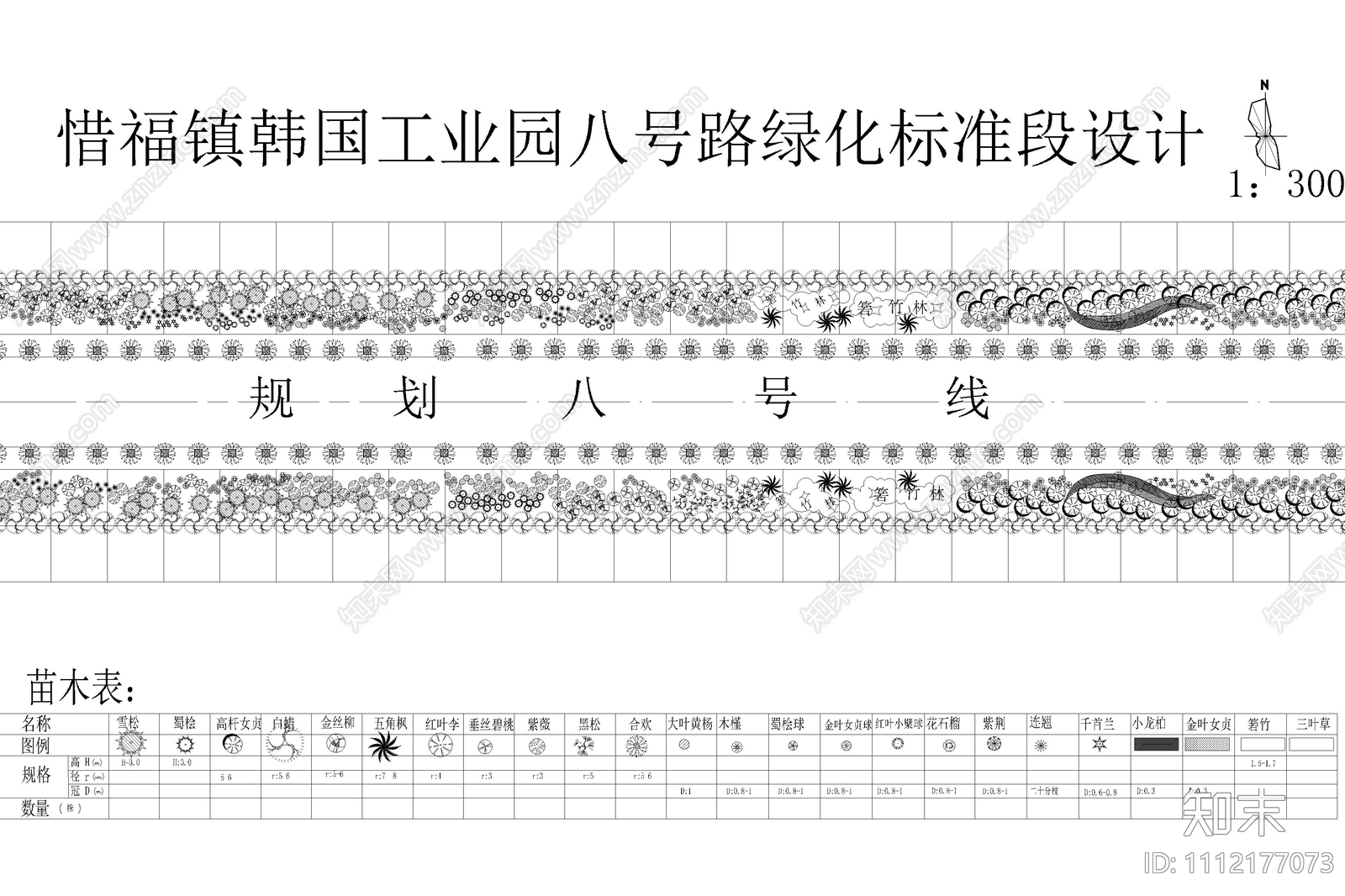 道路施工标准段景观绿化方案CAD施工图下载【ID:1112177073】