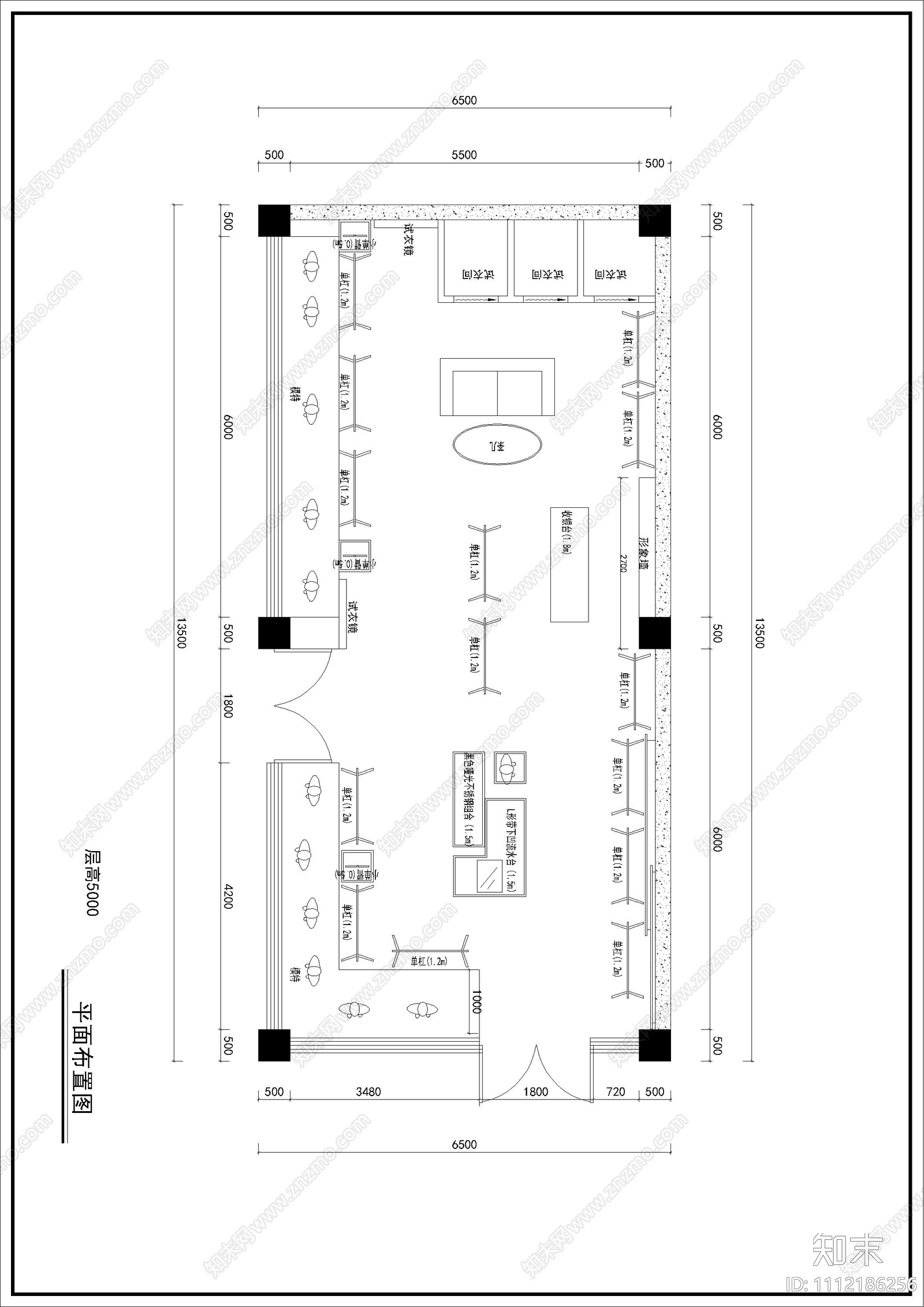 现代简约服装专卖店cad施工图下载【ID:1112186256】