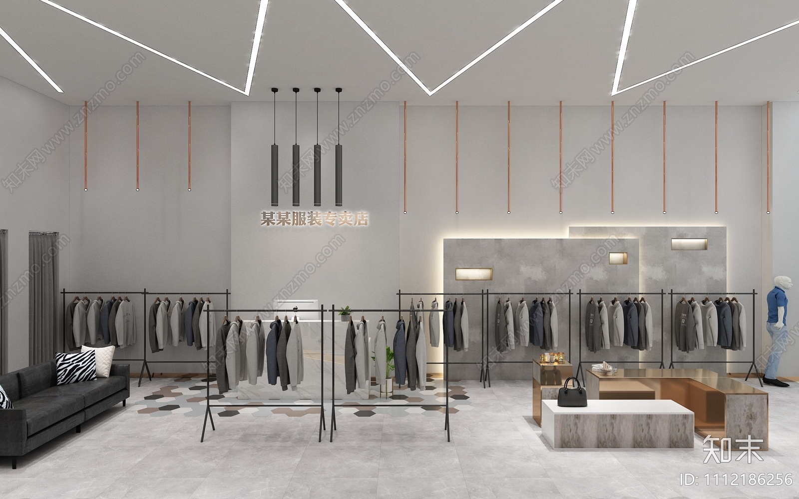 现代简约服装专卖店cad施工图下载【ID:1112186256】