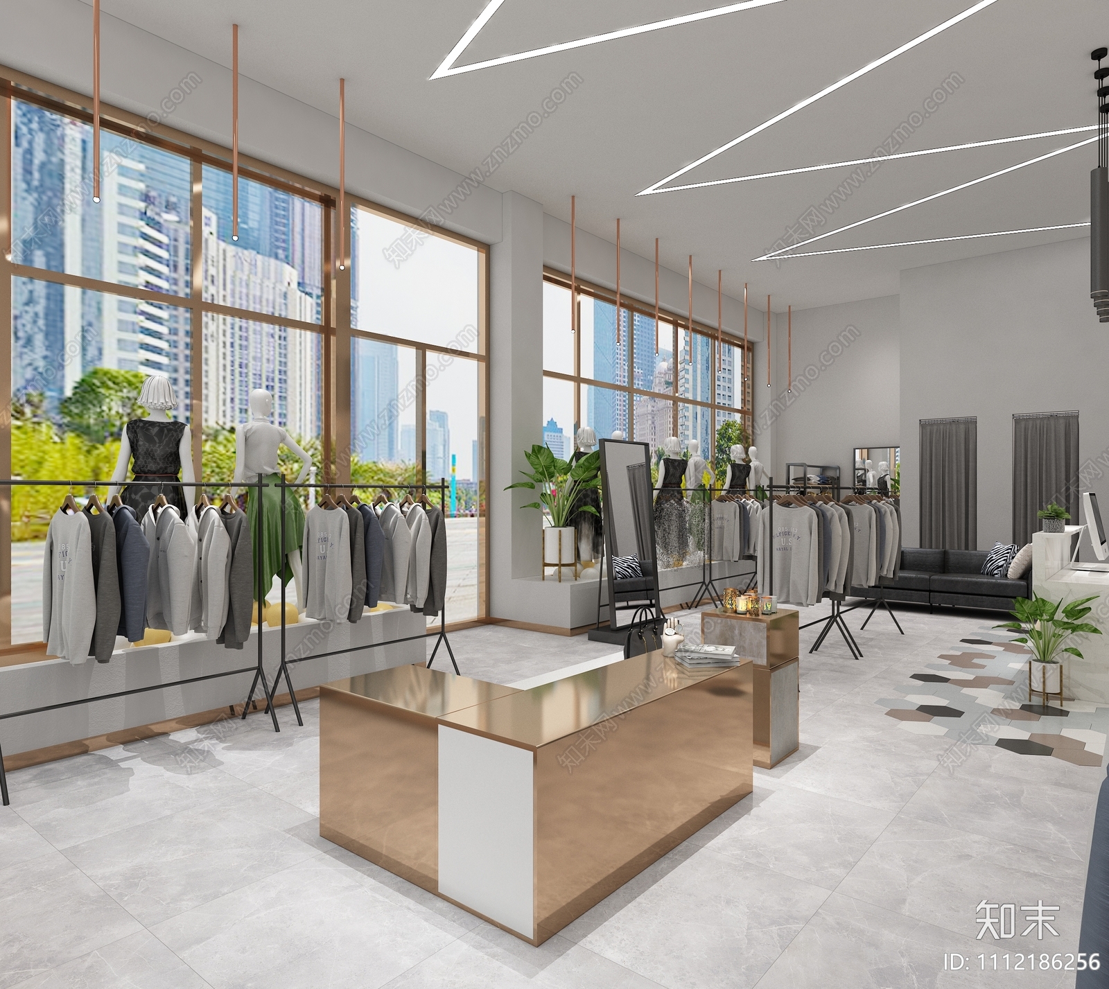 现代简约服装专卖店cad施工图下载【ID:1112186256】