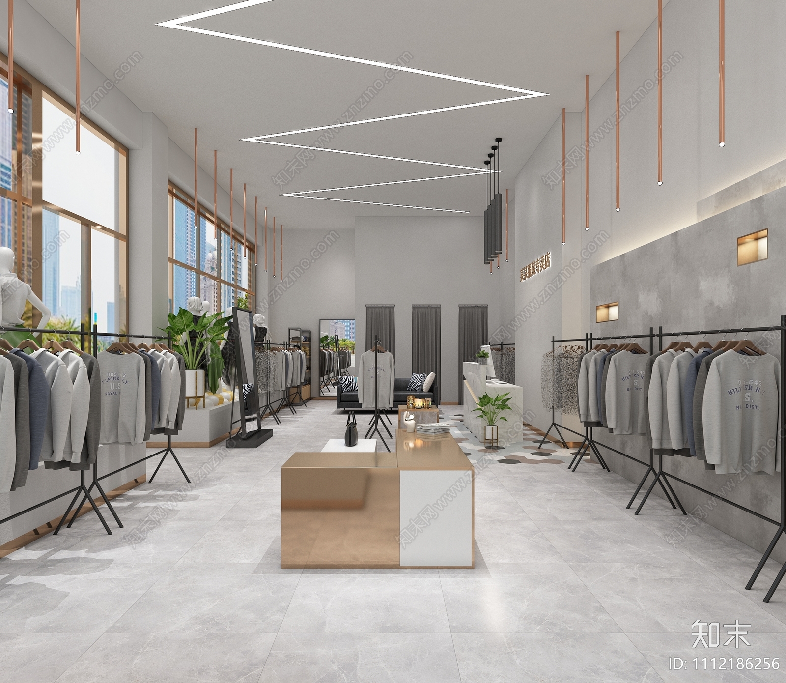 现代简约服装专卖店cad施工图下载【ID:1112186256】