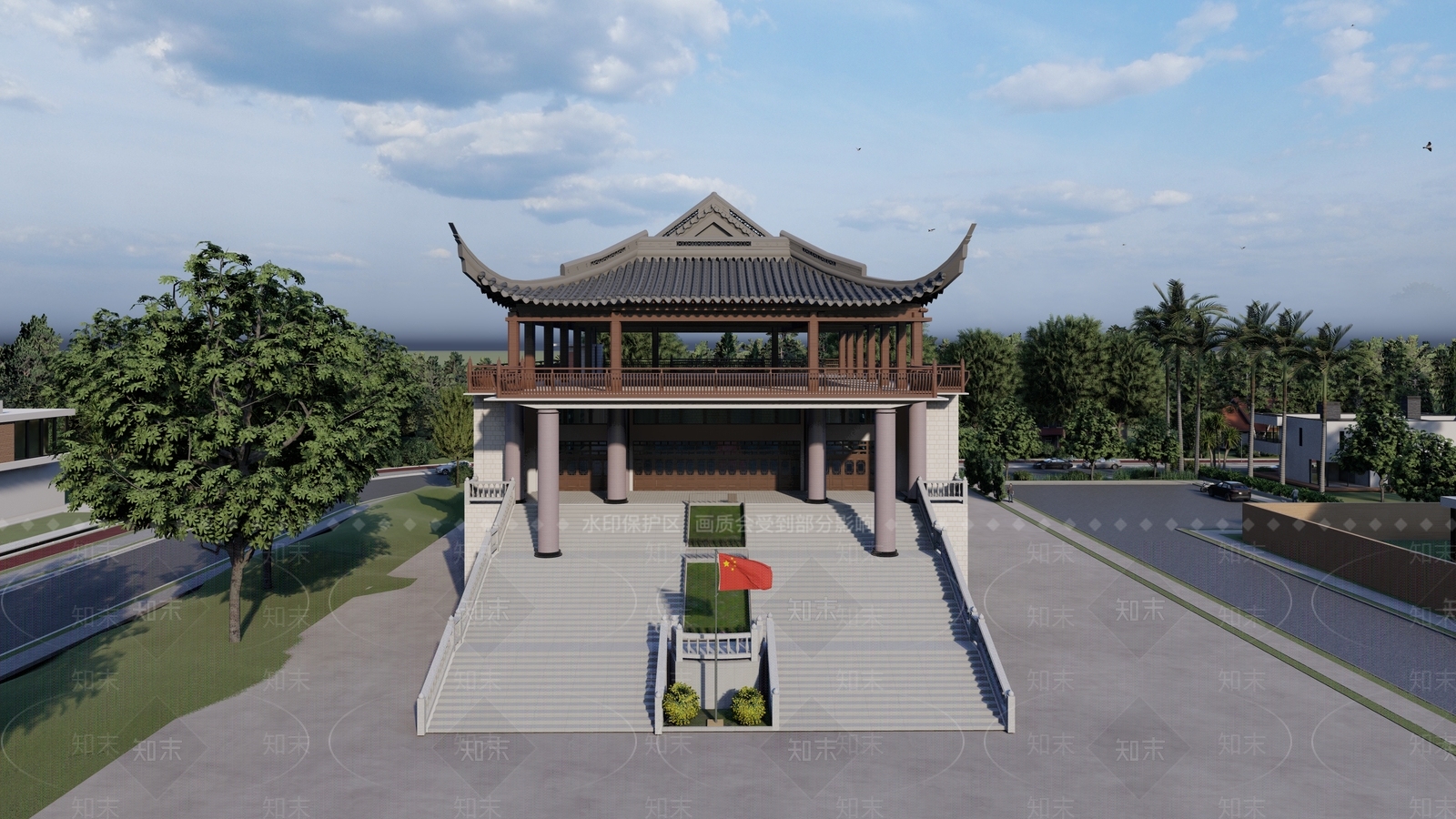 中式古建筑SU模型下载【ID:1112335743】