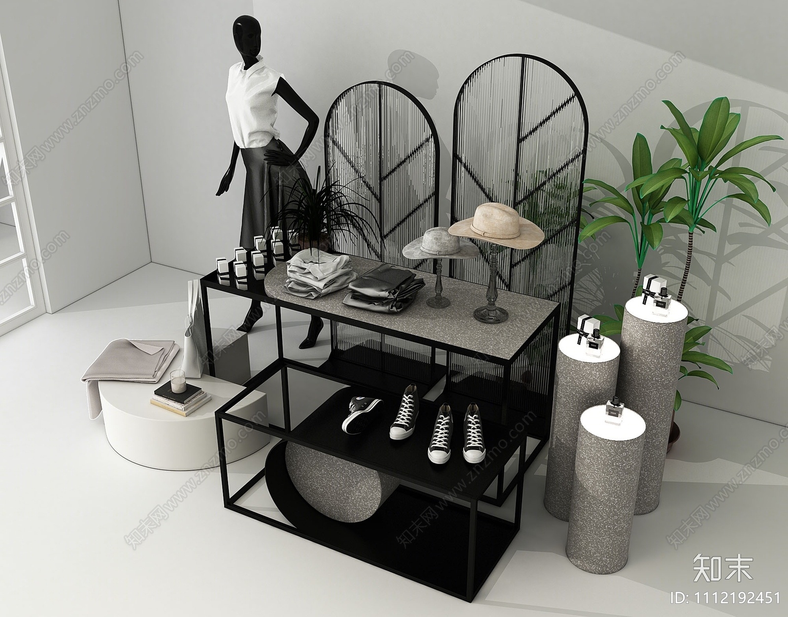 现代服装店展示架3D模型下载【ID:1112192451】