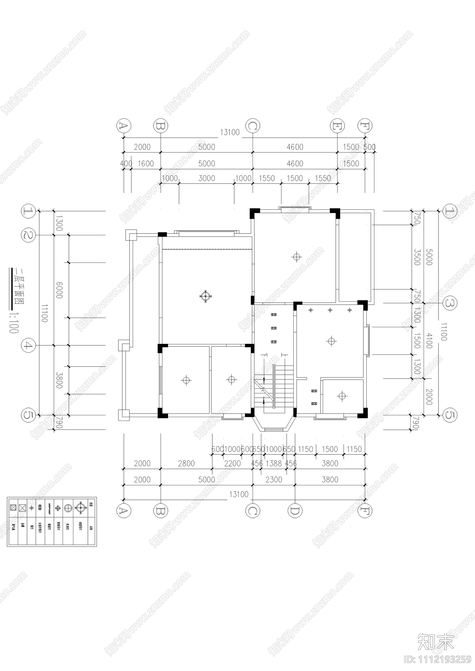 别墅设计平面图cad施工图下载【ID:1112193259】