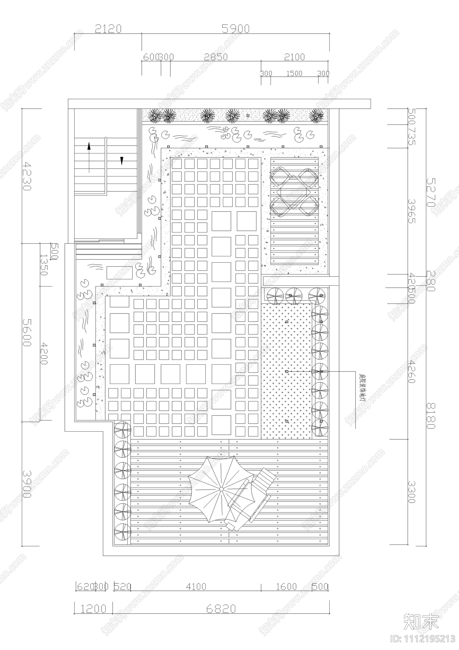 小区屋顶花园设计平立面图cad施工图下载【ID:1112195213】