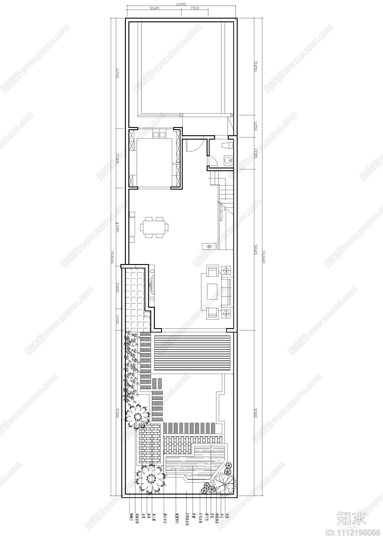 别墅园林景观屋顶花园平面图cad施工图下载【ID:1112196066】