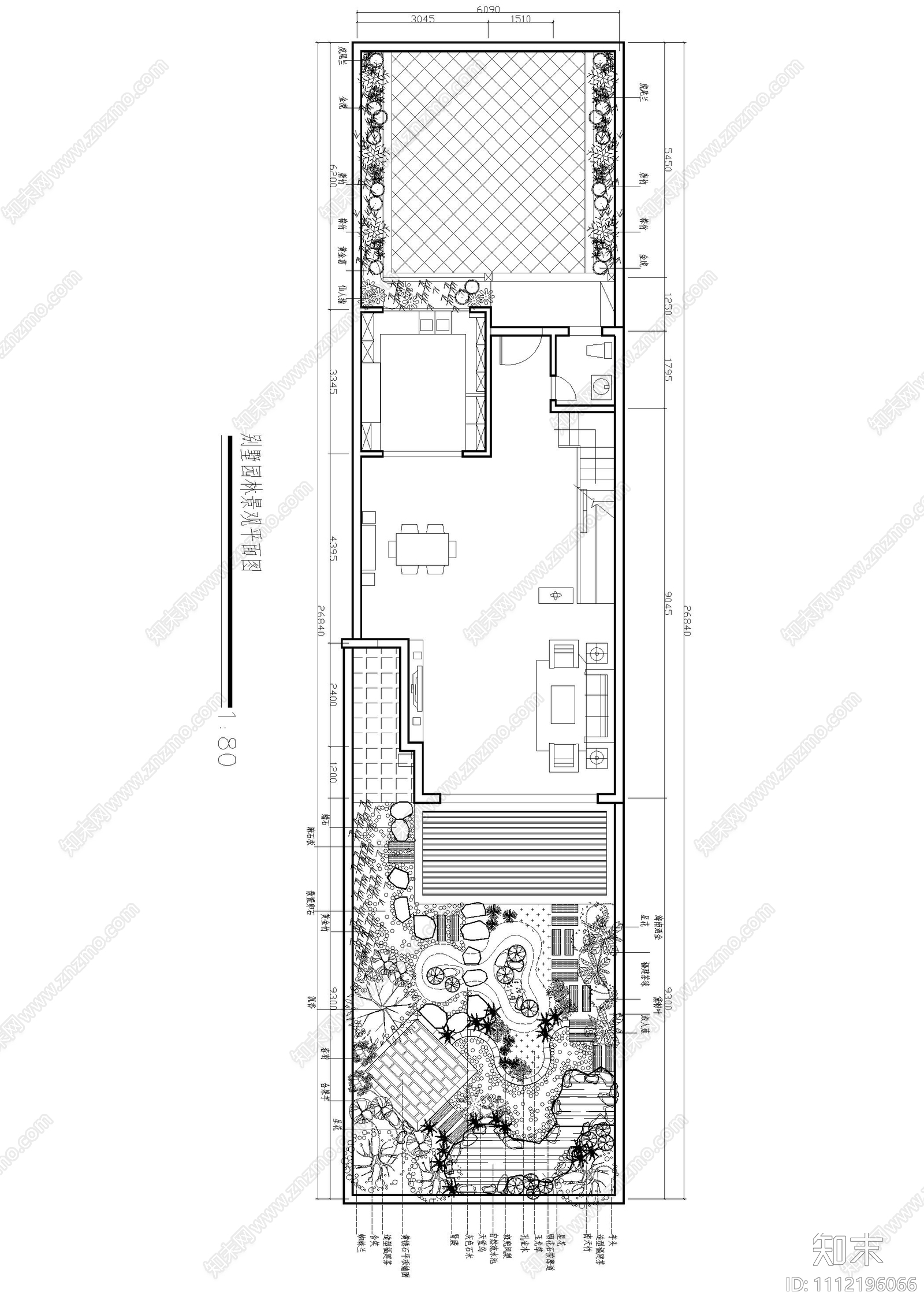 别墅园林景观屋顶花园平面图cad施工图下载【ID:1112196066】