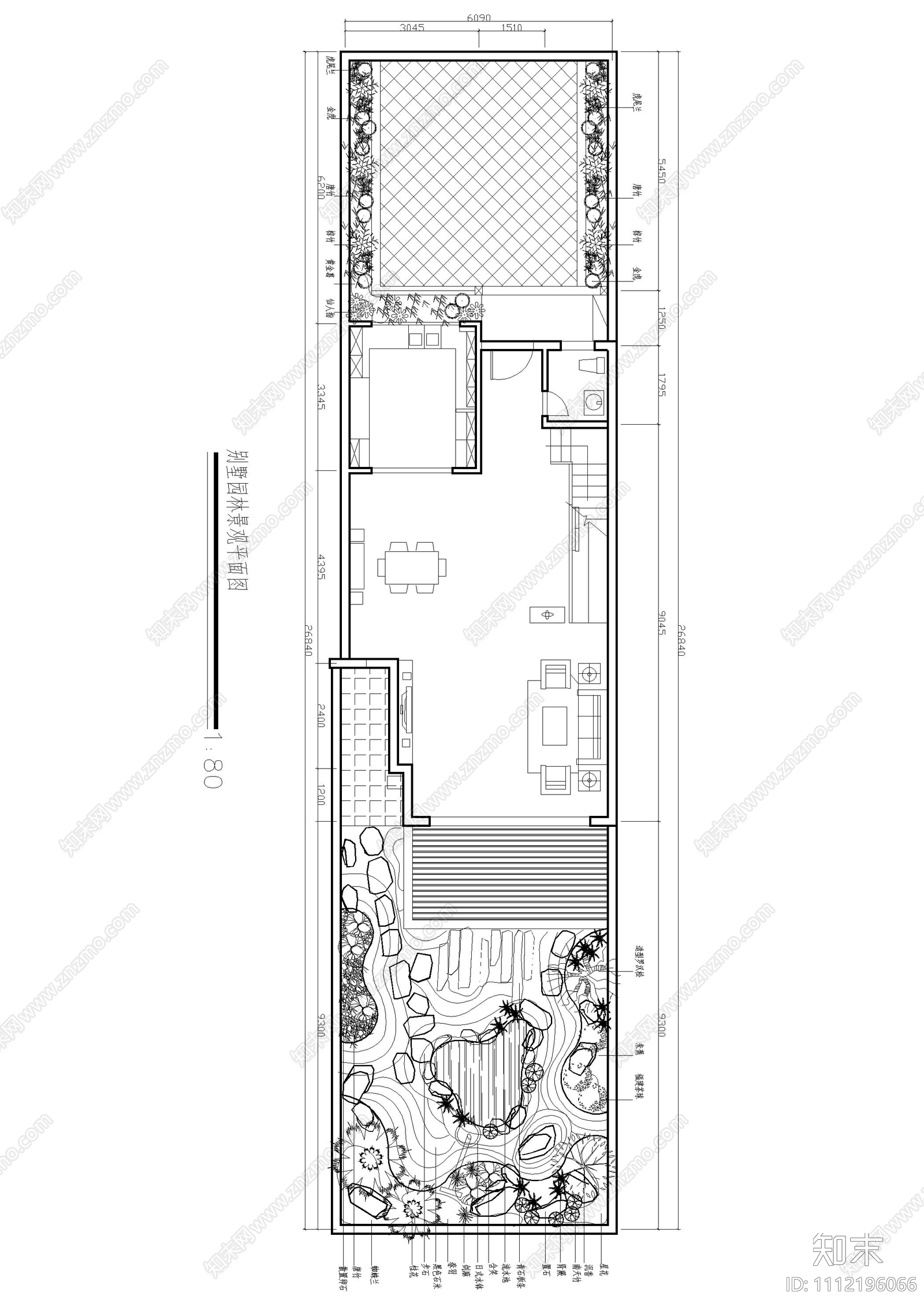 别墅园林景观屋顶花园平面图cad施工图下载【ID:1112196066】