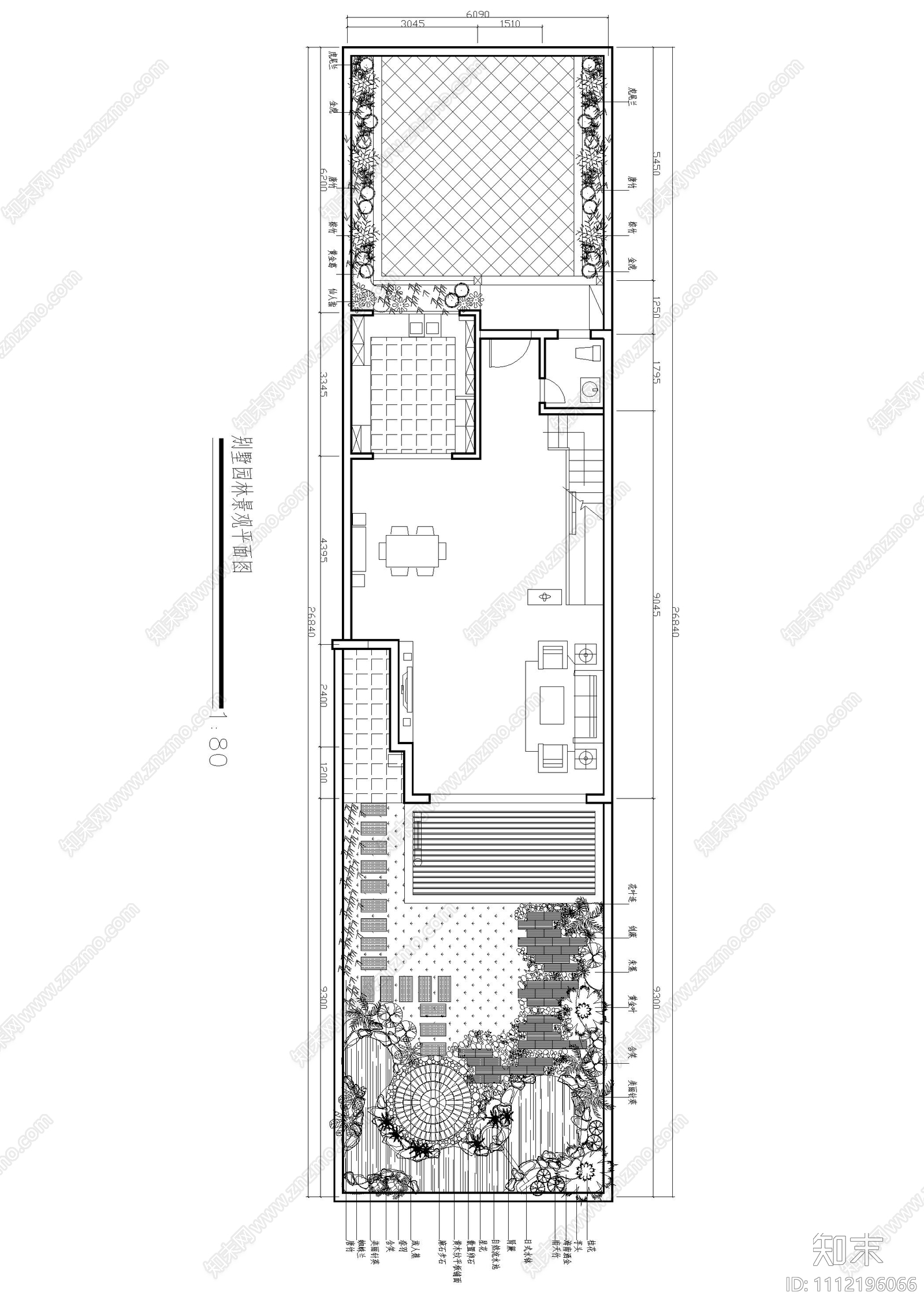 别墅园林景观屋顶花园平面图cad施工图下载【ID:1112196066】