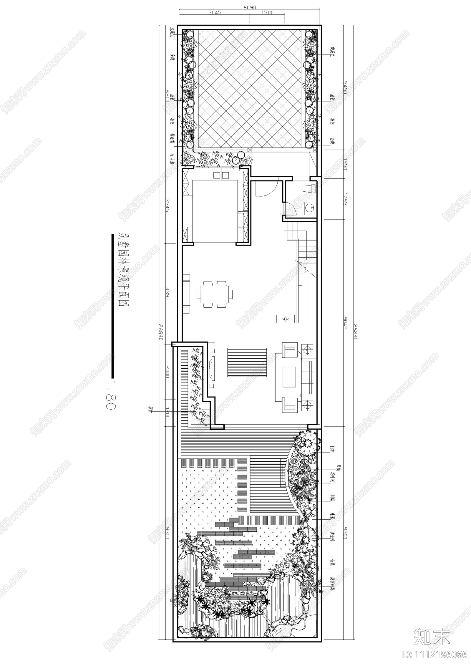 别墅园林景观屋顶花园平面图cad施工图下载【ID:1112196066】