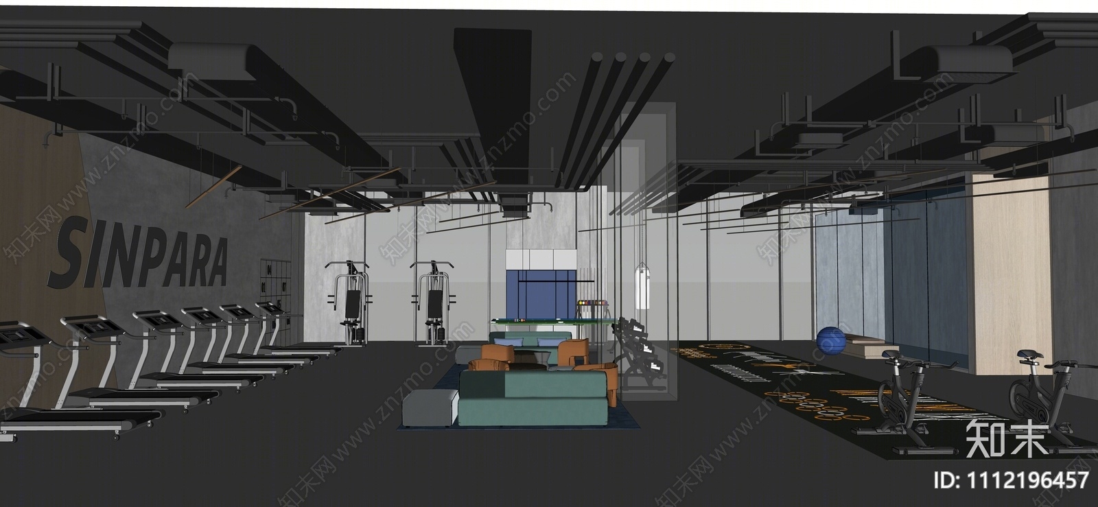 现代健身房SU模型下载【ID:1112196457】