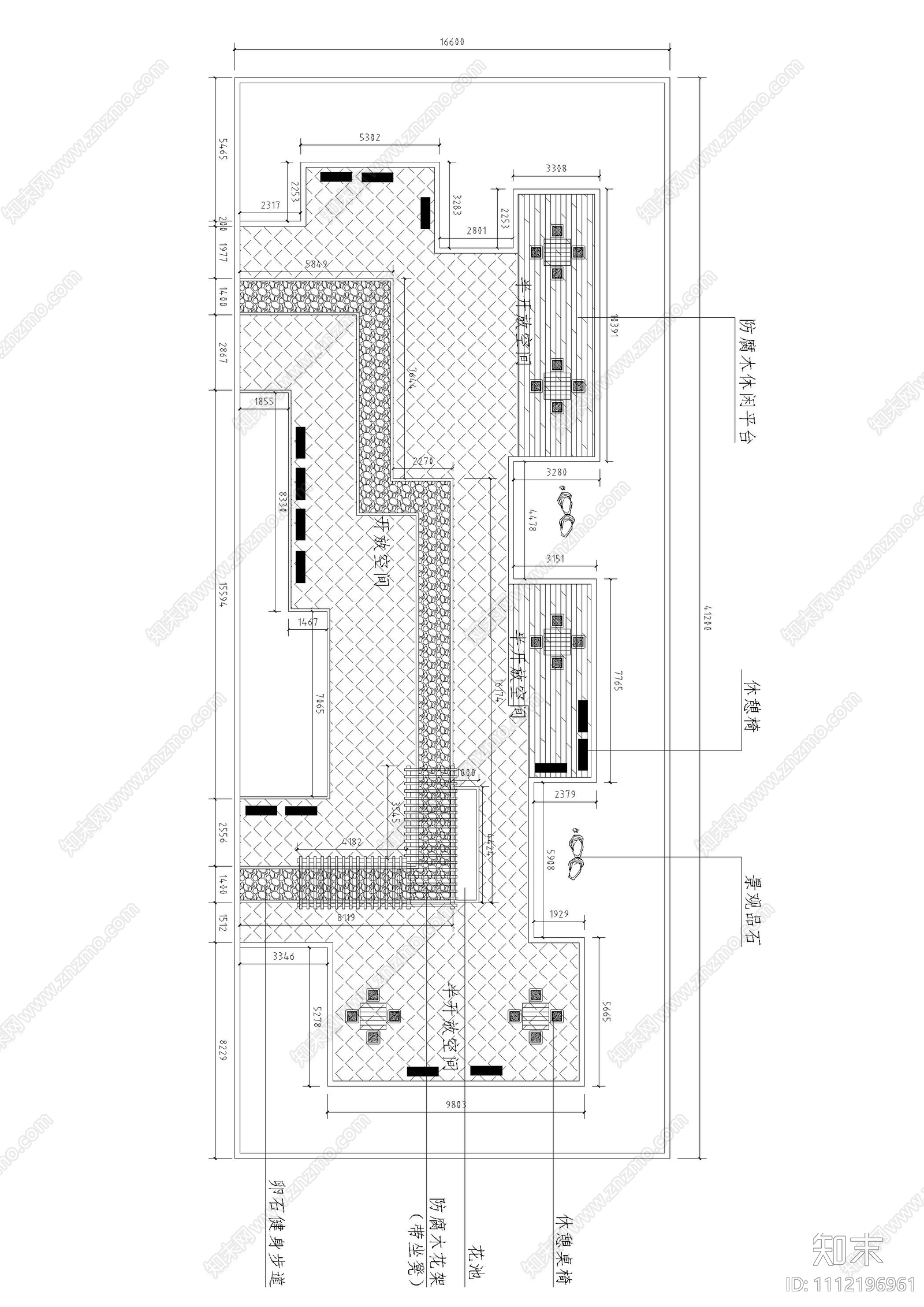 小区屋顶花园设计平立面图cad施工图下载【ID:1112196961】