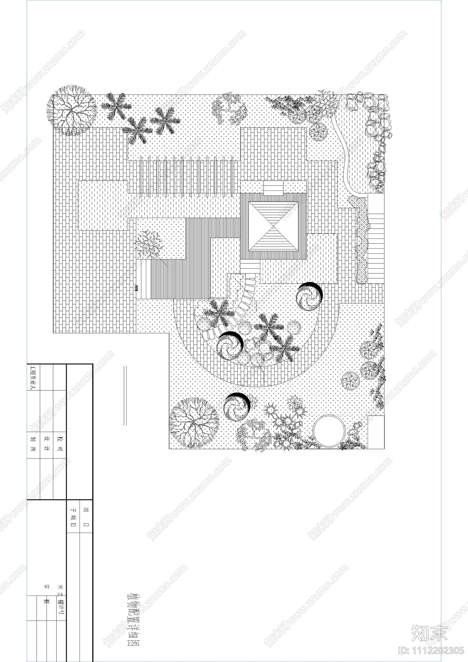 小区屋顶花园设计平立面图施工图cad施工图下载【ID:1112202305】