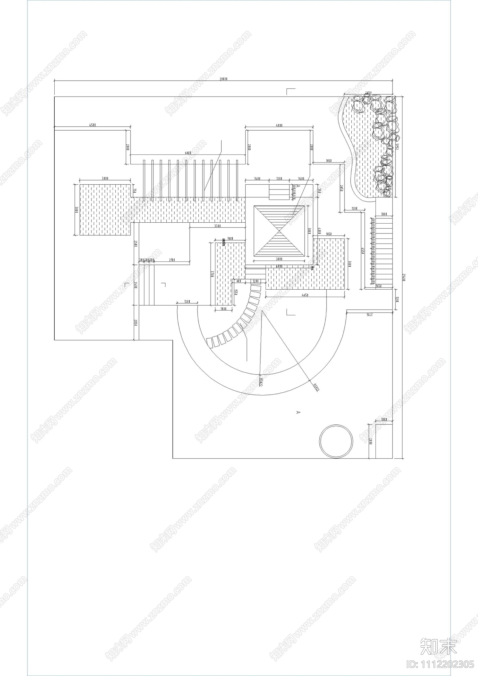 小区屋顶花园设计平立面图施工图cad施工图下载【ID:1112202305】