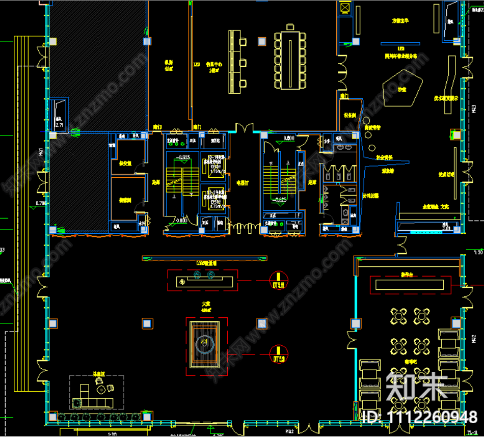 一层办公大楼大厅大堂cad施工图下载【ID:1112260948】