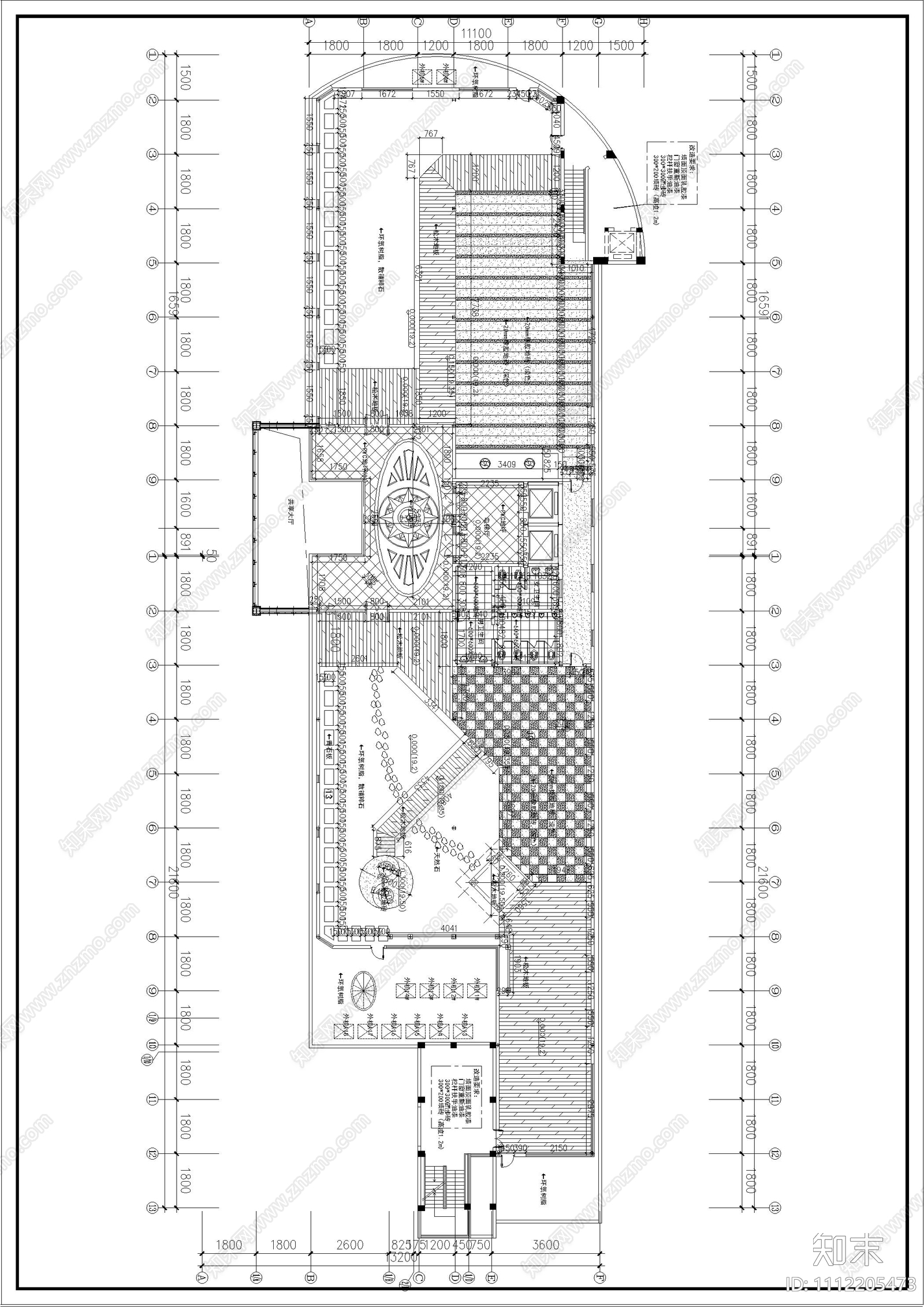 小区屋顶花园设计平立面图cad施工图下载【ID:1112205473】