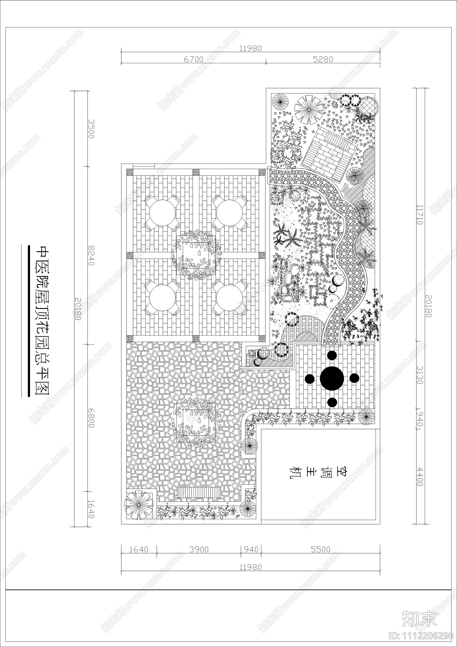 医院景观花园设计平立面图cad施工图下载【ID:1112206290】