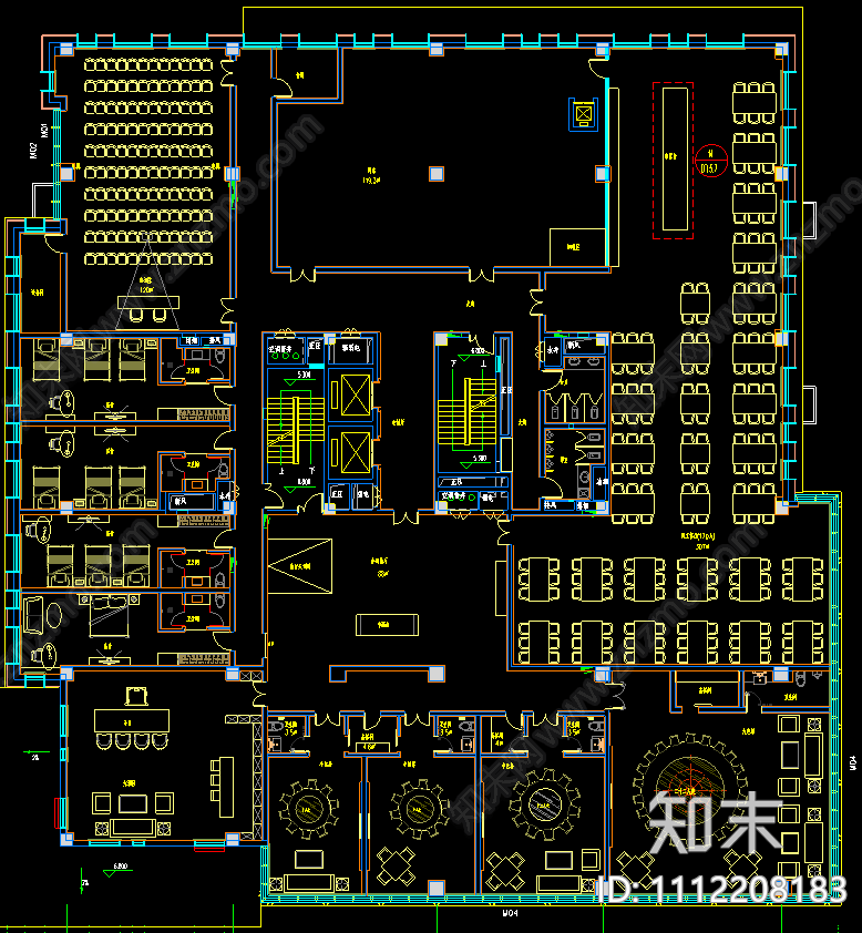 员工食堂餐厅包厢施工图下载【ID:1112208183】