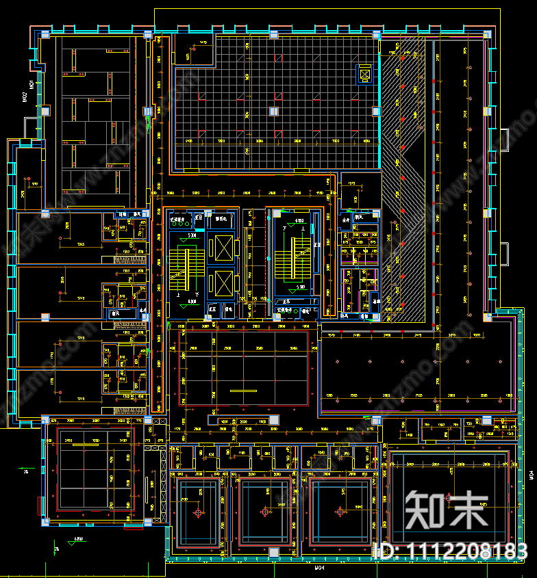 员工食堂餐厅包厢施工图下载【ID:1112208183】