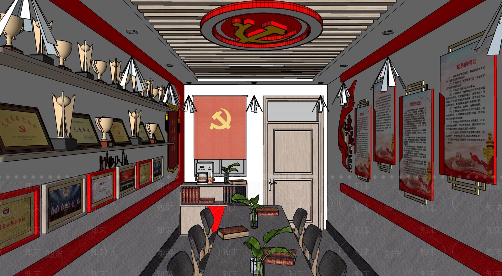 现代党建展厅SU模型下载【ID:1112209128】