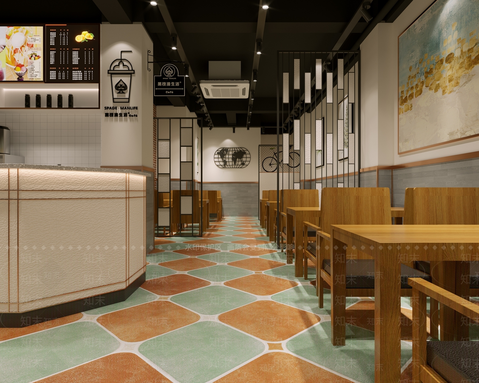 现代奶茶店门头3D模型下载【ID:1112218890】