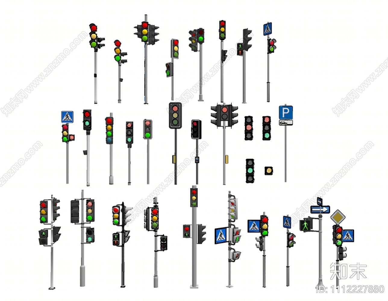现代交通信号灯SU模型下载【ID:1112227880】
