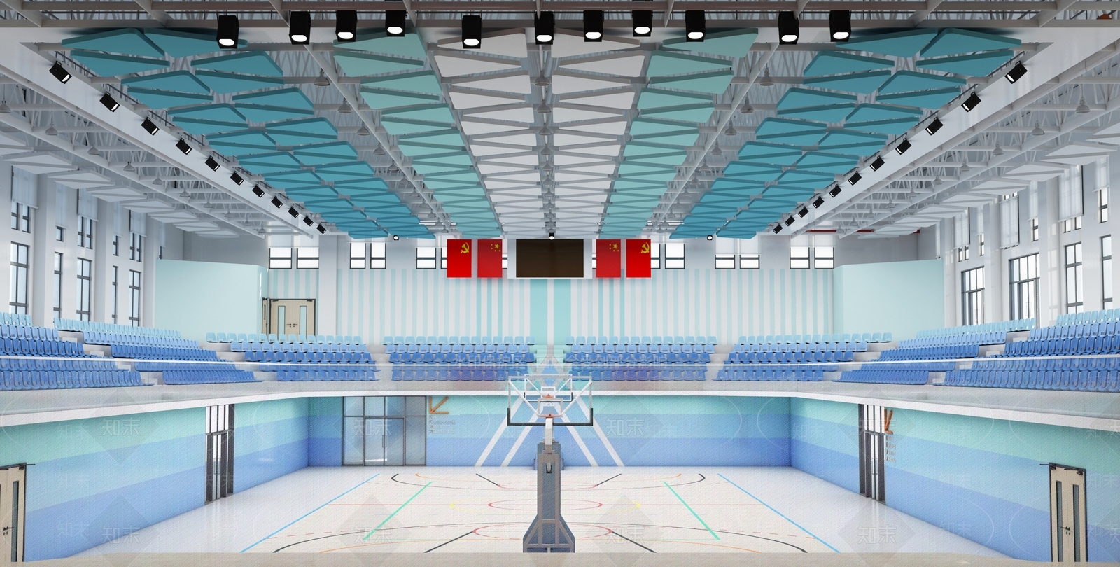 现代篮球场3D模型下载【ID:1112236343】
