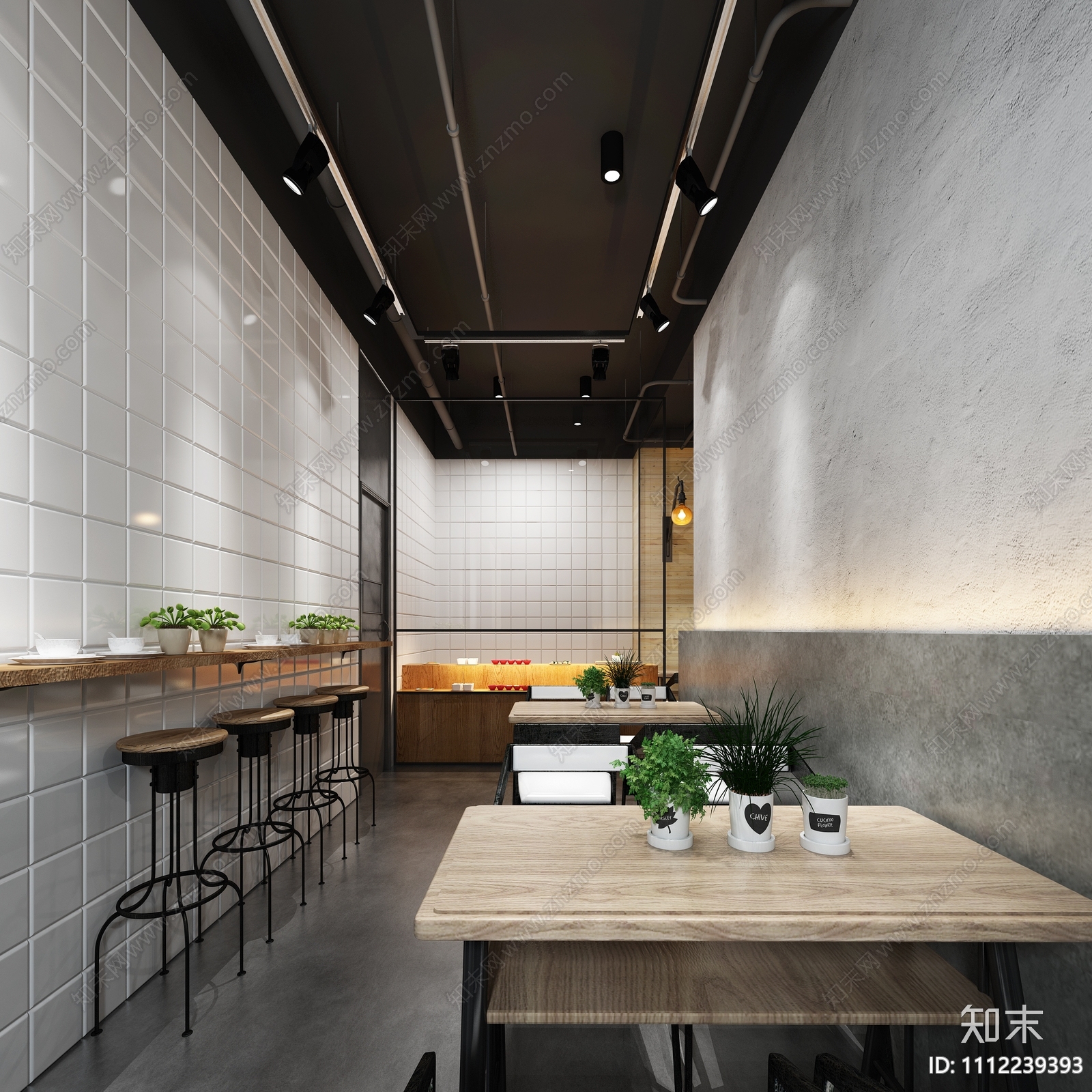 工业风餐厅装修施工图cad施工图下载【ID:1112239393】