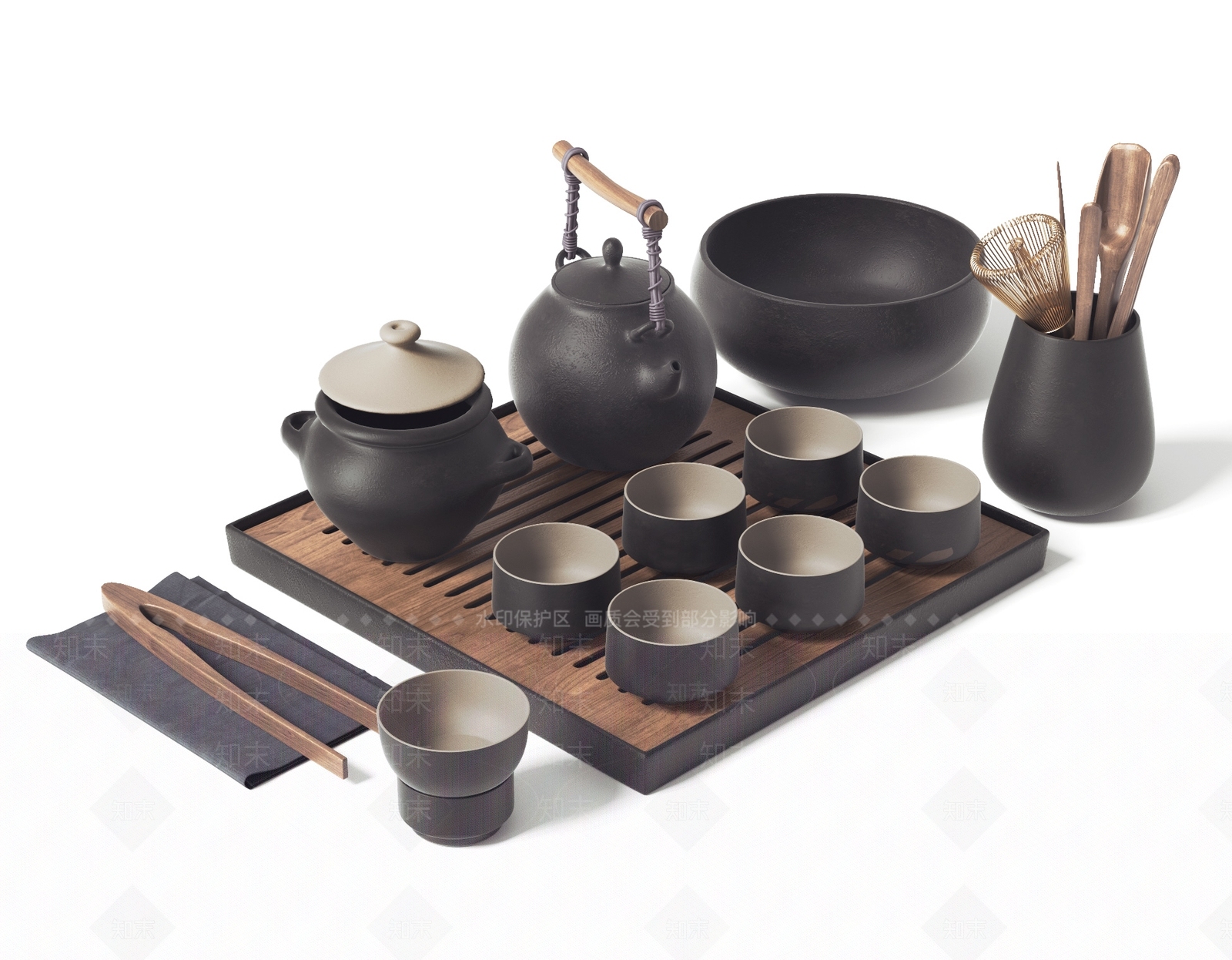 新中式茶具SU模型下载【ID:1112245737】