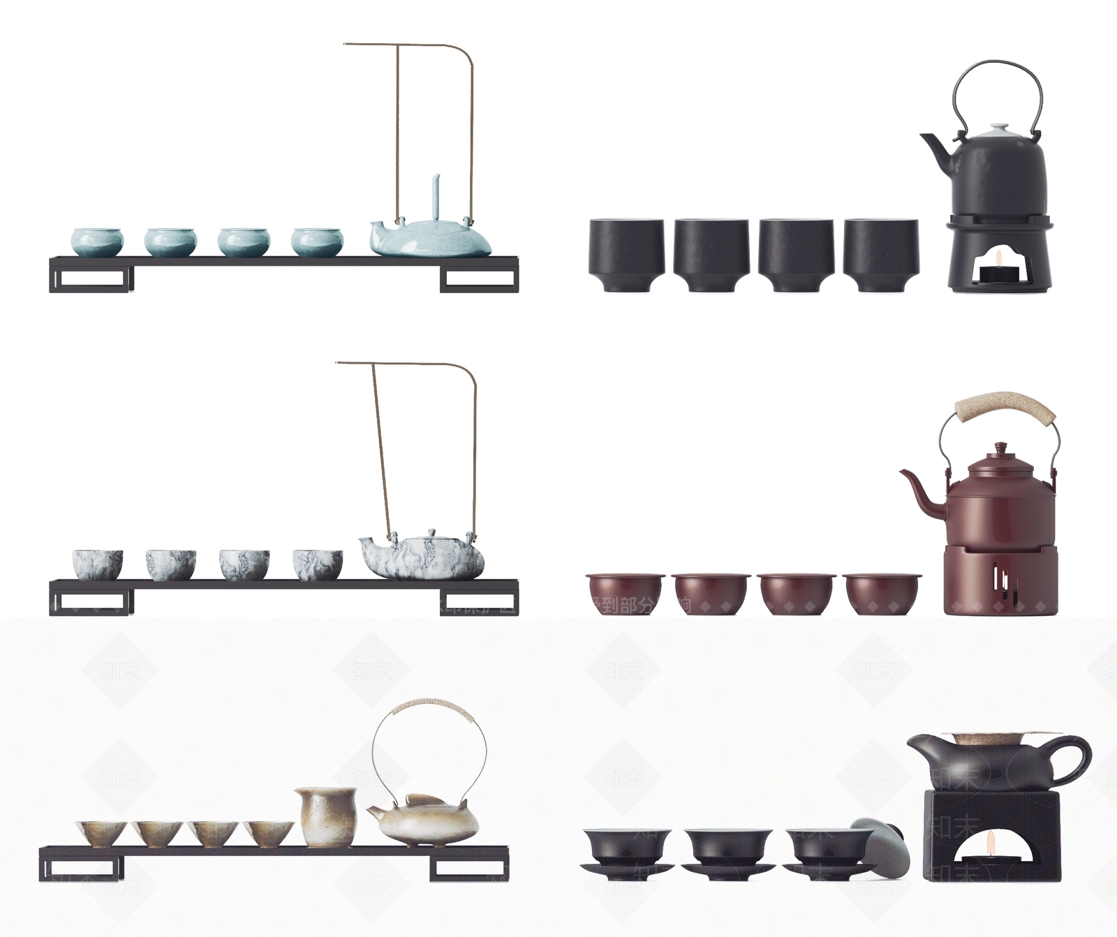 新中式茶具组合SU模型下载【ID:1112245803】