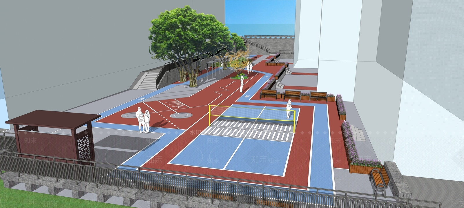 现代广场设计SU模型下载【ID:1112247172】