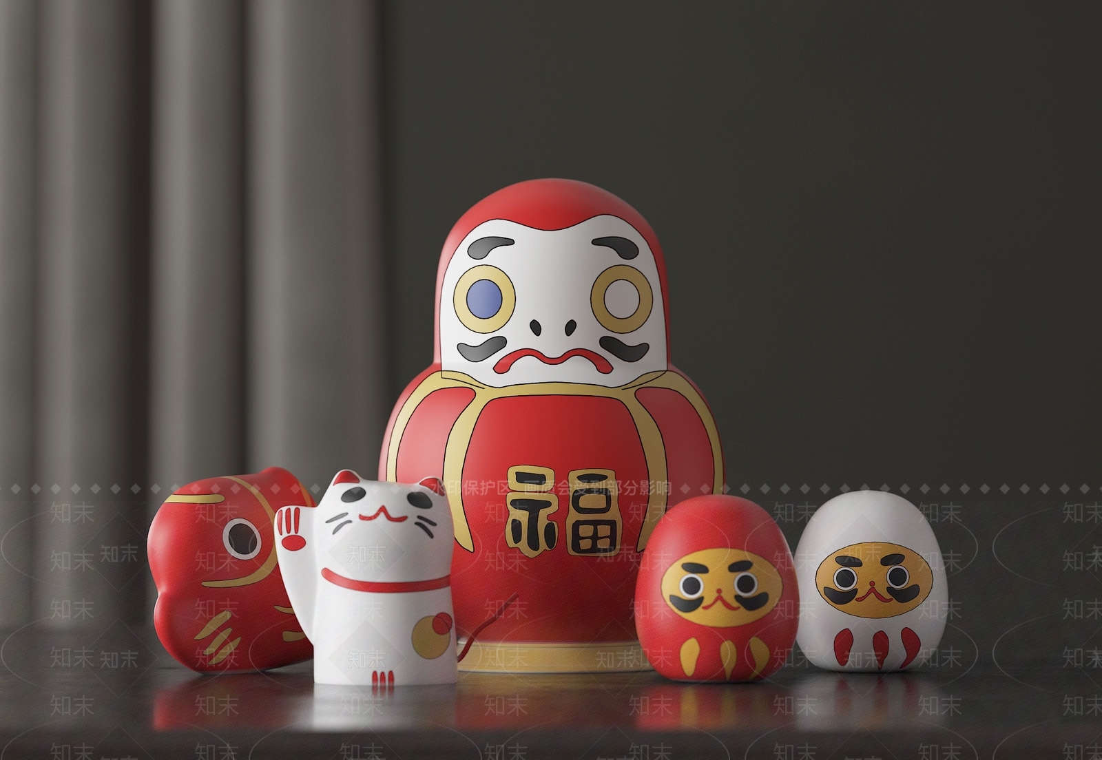 日式招财猫SU模型下载【ID:1112247742】