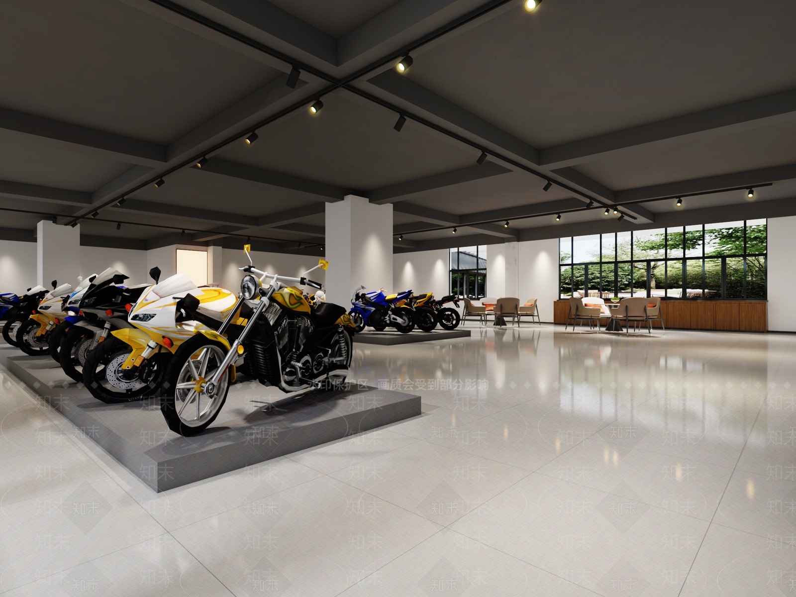 现代摩托车展厅3D模型下载【ID:1112257384】