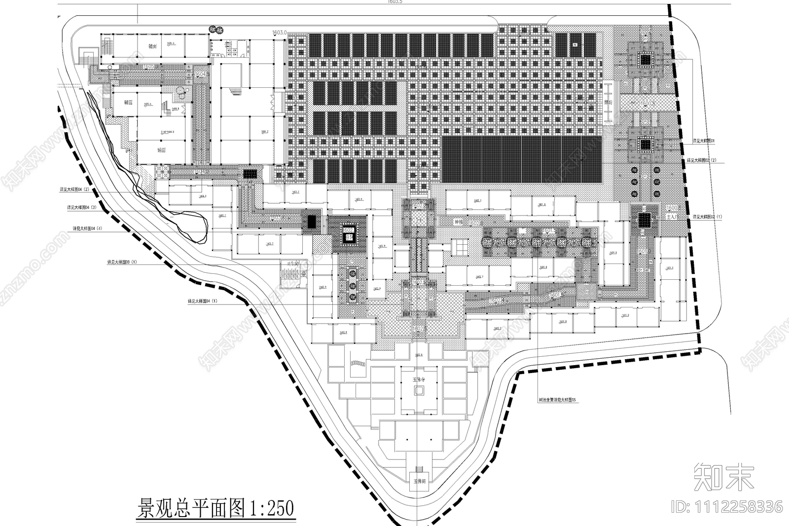 公园广场平面铺装大样图施工图下载【ID:1112258336】