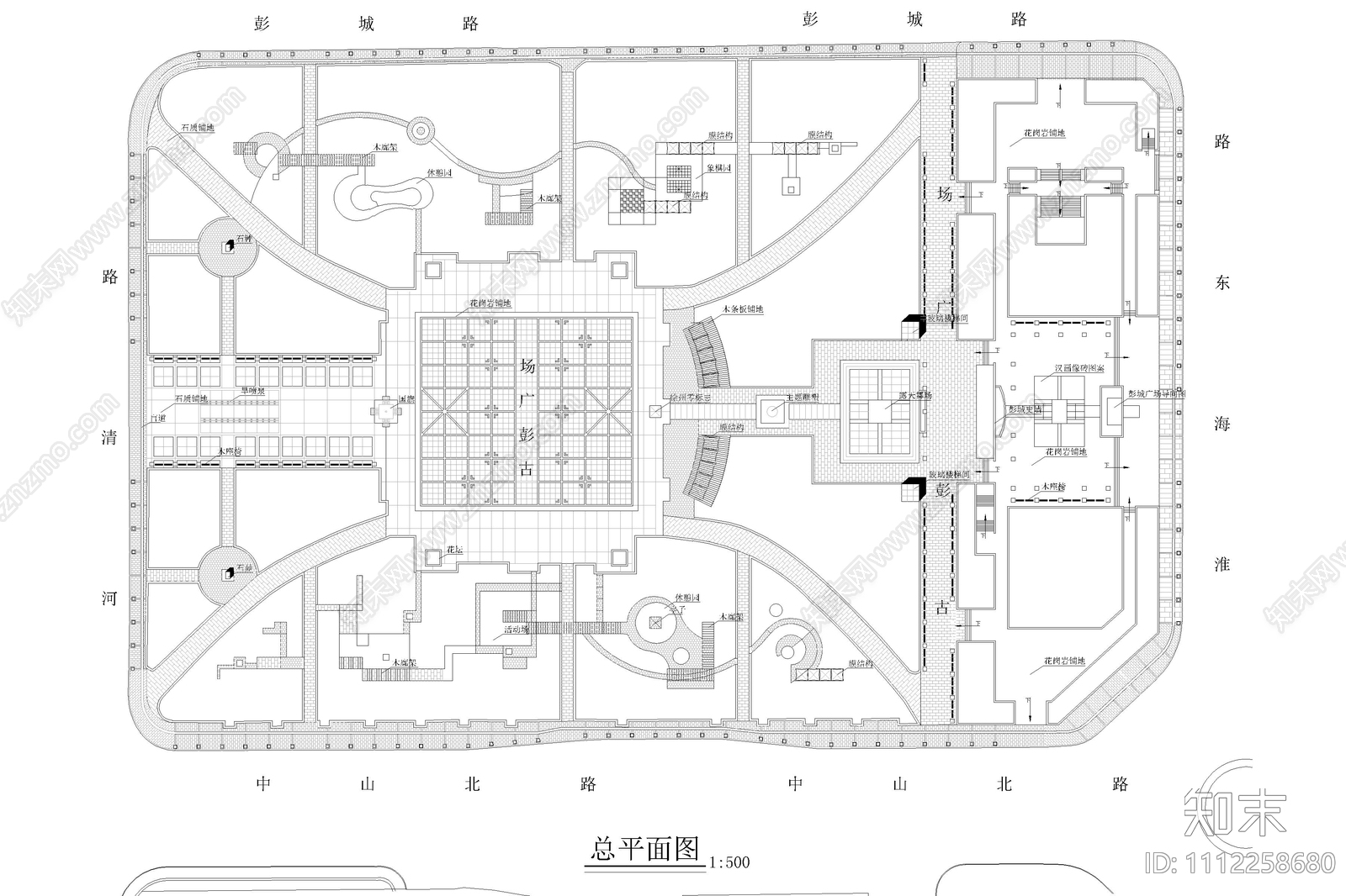 广场平面图铺装树池详图施工图下载【ID:1112258680】