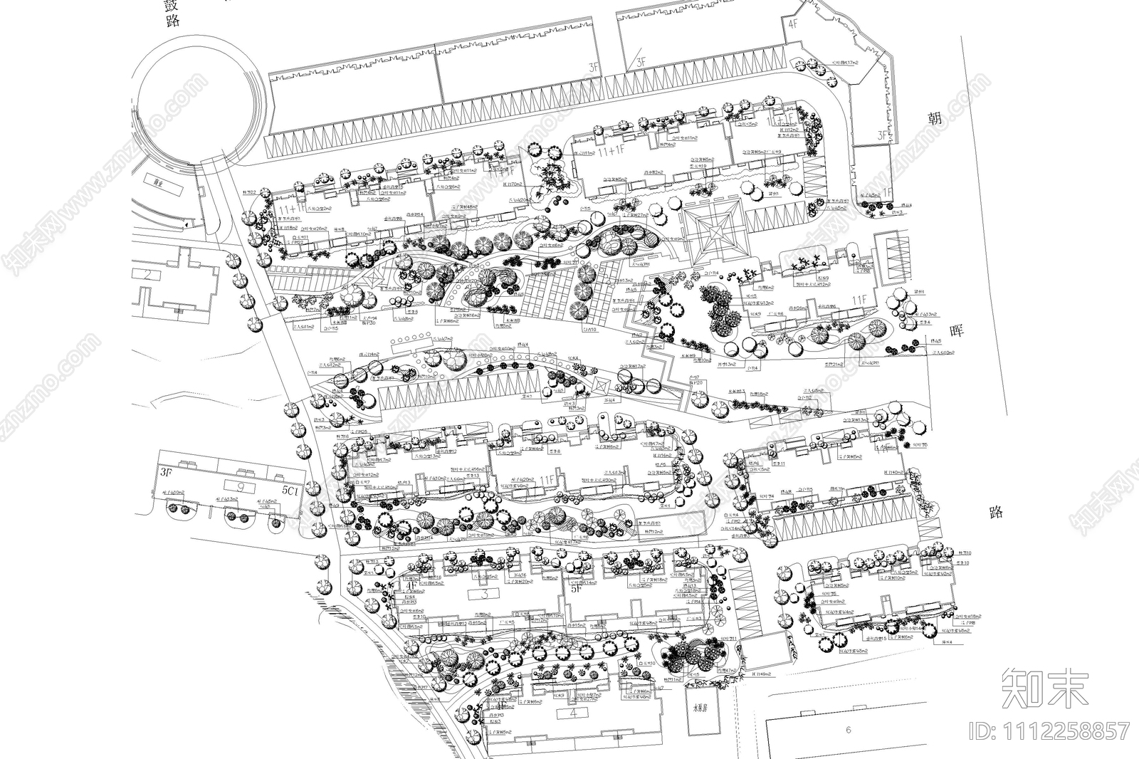 市场整体绿化规划图cad施工图下载【ID:1112258857】