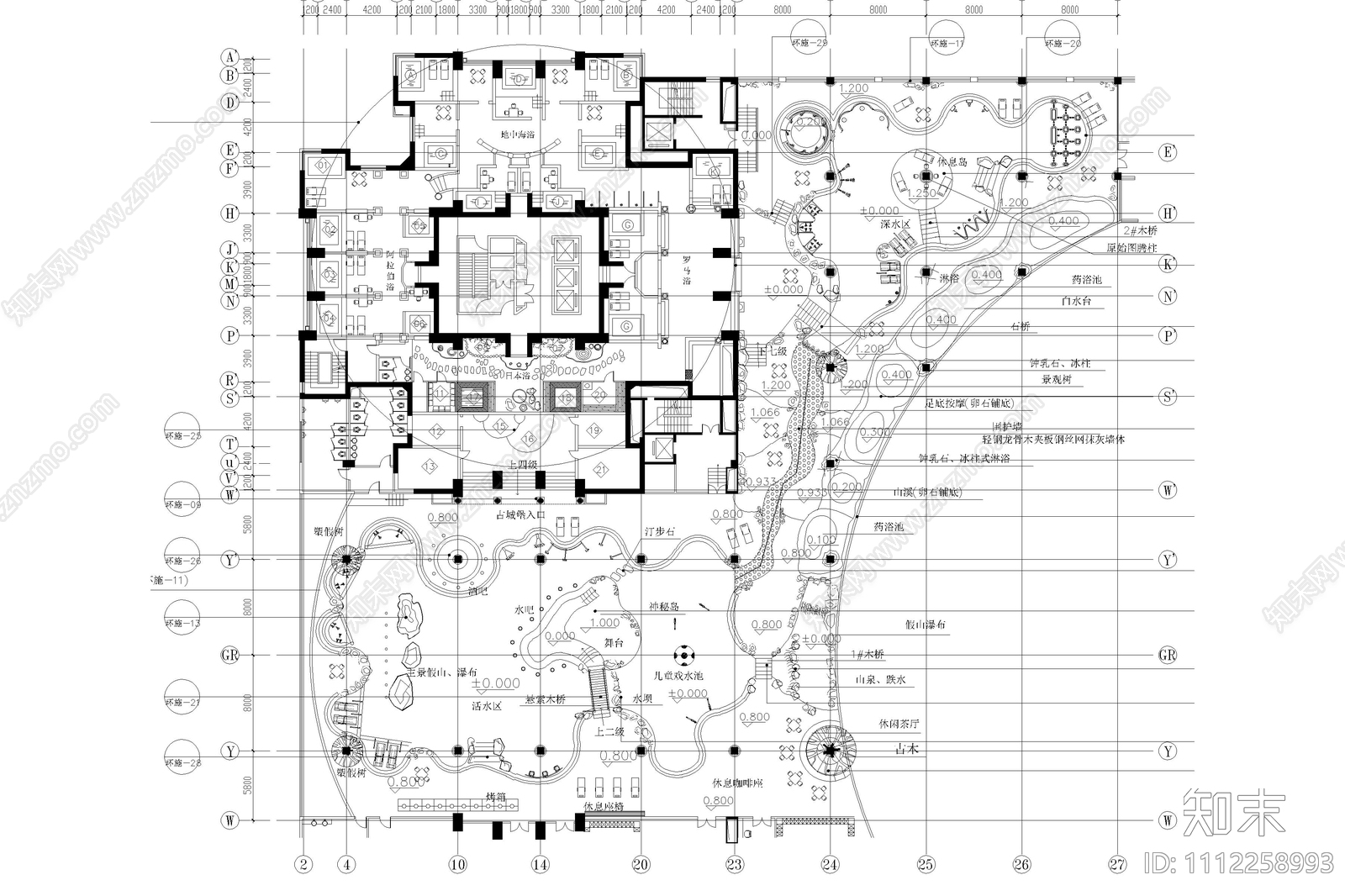 水疗中心环境设计平面图施工图下载【ID:1112258993】