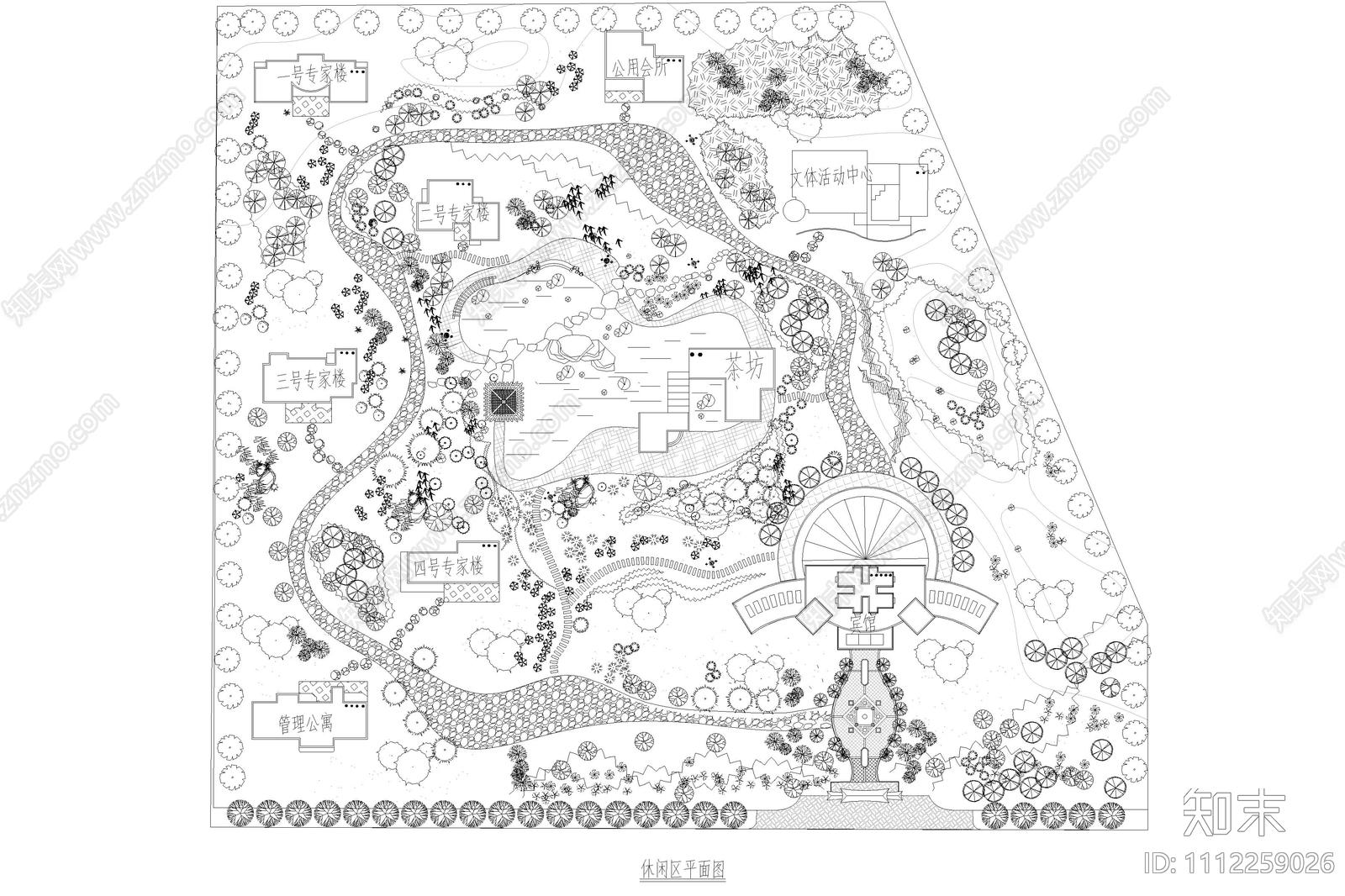 休闲区园林规划平面图施工图下载【ID:1112259026】