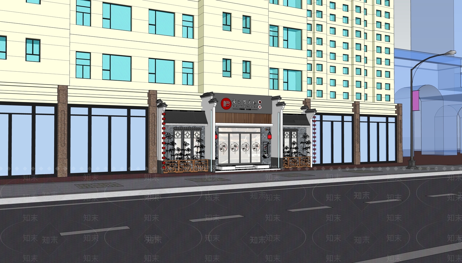 现代餐饮建筑门头门面SU模型下载【ID:1112262889】