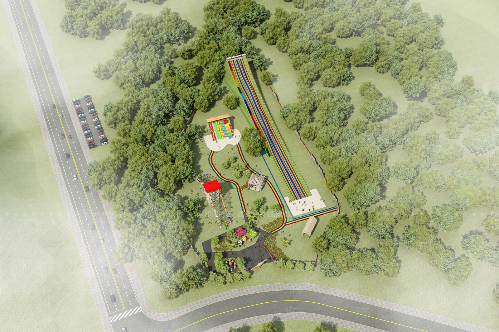 现代公园鸟瞰图3D模型下载【ID:1112271315】