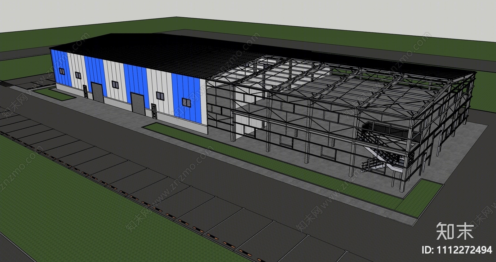 现代厂房SU模型下载【ID:1112272494】
