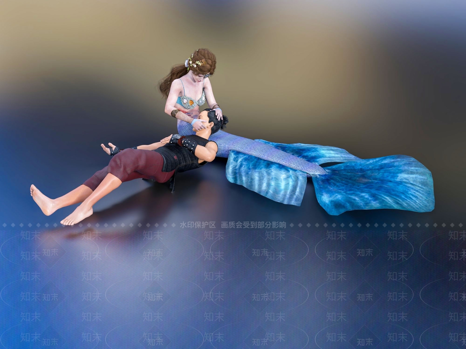 现代人鱼情侣3D模型下载【ID:1112273626】