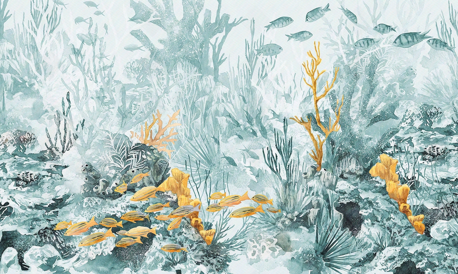 蓝色儿童卡通海洋壁画贴图下载【ID:1112274040】