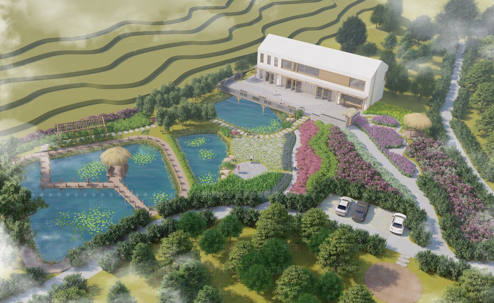 新中式餐饮建筑SU模型下载【ID:1112275198】