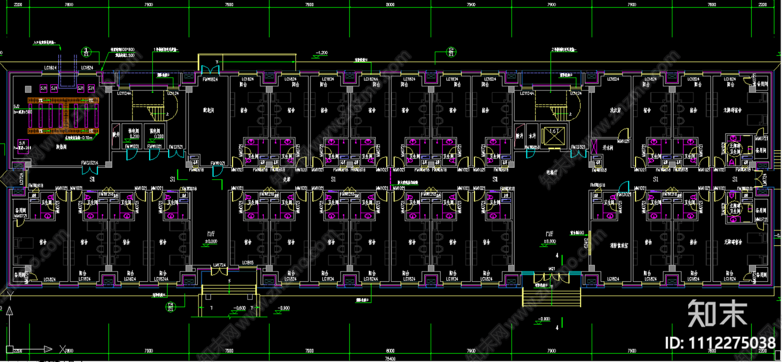 宿舍楼建筑设计施工图下载【ID:1112275038】